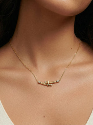 Bamboo Crystal Arc Necklace