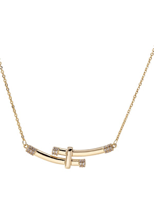 Bamboo Crystal Arc Necklace