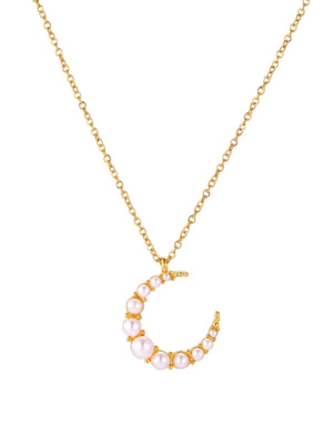 Luna Pearl Crescent Necklace