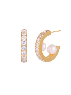 Crystal Pearl Hoops