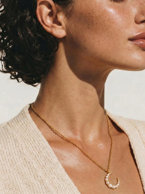 Luna Pearl Crescent Necklace