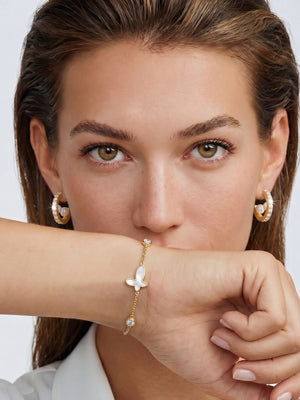Crystal Pearl Hoops