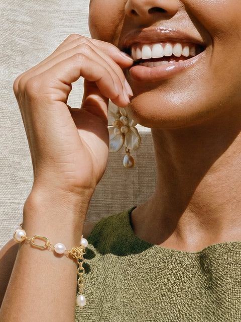 Golden Pearl Chain Bracelet