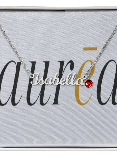 Name Necklace with Birthstone