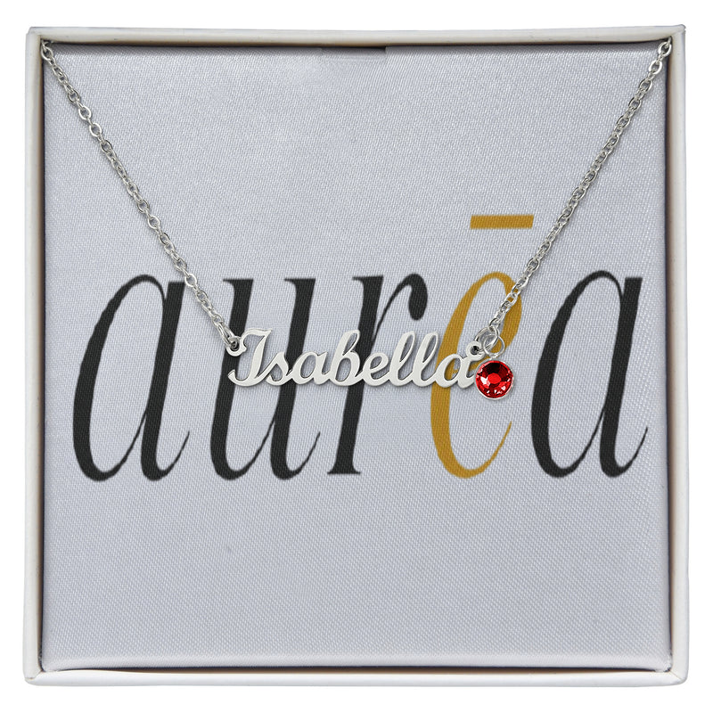 Name Necklace with Birthstone