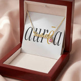 Name Necklace with Birthstone