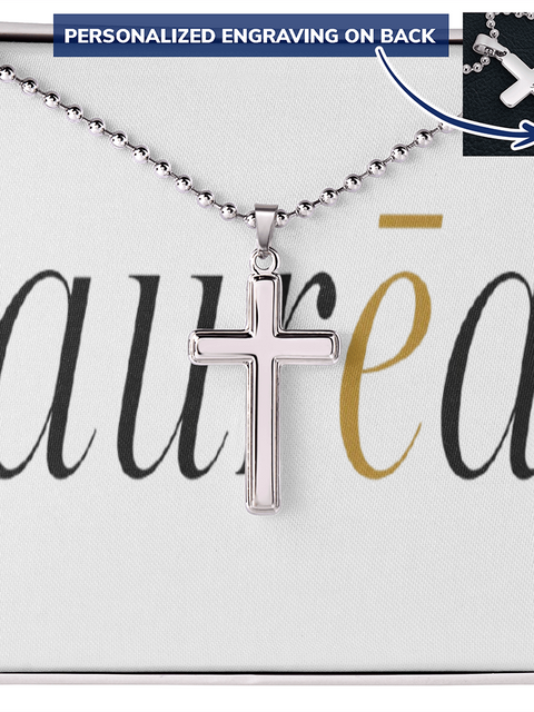 Personalized Cross Necklace with Ball Chain
