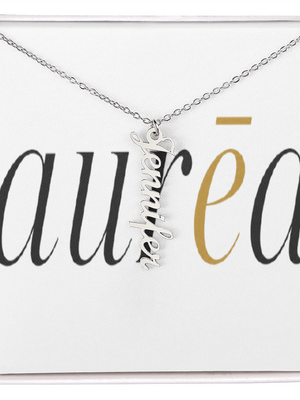 Vertical Name Necklace W/MC