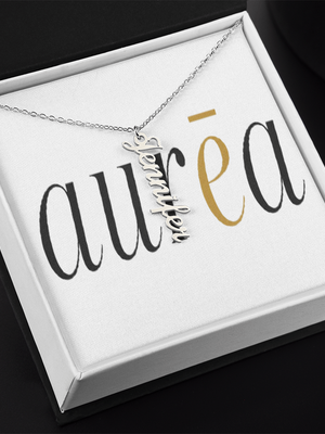Vertical Name Necklace W/MC