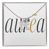 Engraved Baby Feet Necklace with Birthstone