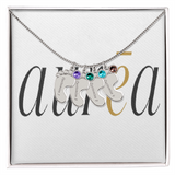 Engraved Baby Feet Necklace with Birthstone