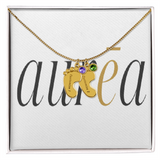 Engraved Baby Feet Necklace with Birthstone