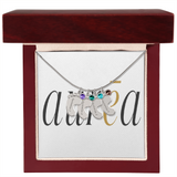 Engraved Baby Feet Necklace with Birthstone