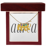 Engraved Baby Feet Necklace with Birthstone