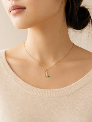 Initial and Birthstone Necklace