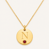 Initial Birthstone Necklace - 24K Gold Plating