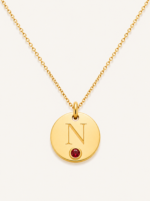 Initial Birthstone Necklace - 24K Gold Plating