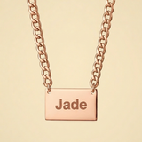 Engravable Tag on Curb Chain - Rose Gold