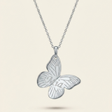 Tilted Butterfly Necklace with Name - Sterling Silver