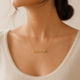 name-necklace-with-birthstone - model