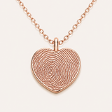 Fingerprint Heart Necklace - Rose Gold