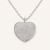 Fingerprint Heart Necklace - Sterling Silver