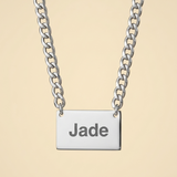 Engravable Tag on Curb Chain - Sterling Silver