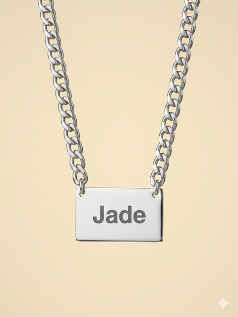 Engravable Tag on Curb Chain - Sterling Silver