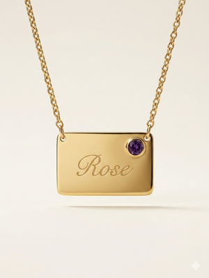 Custom Birthstone Tag Necklace