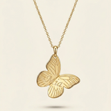 Tilted Butterfly Necklace with Name - 24K Gold Plated