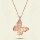 Tilted Butterfly Necklace with Name - Rose Gold