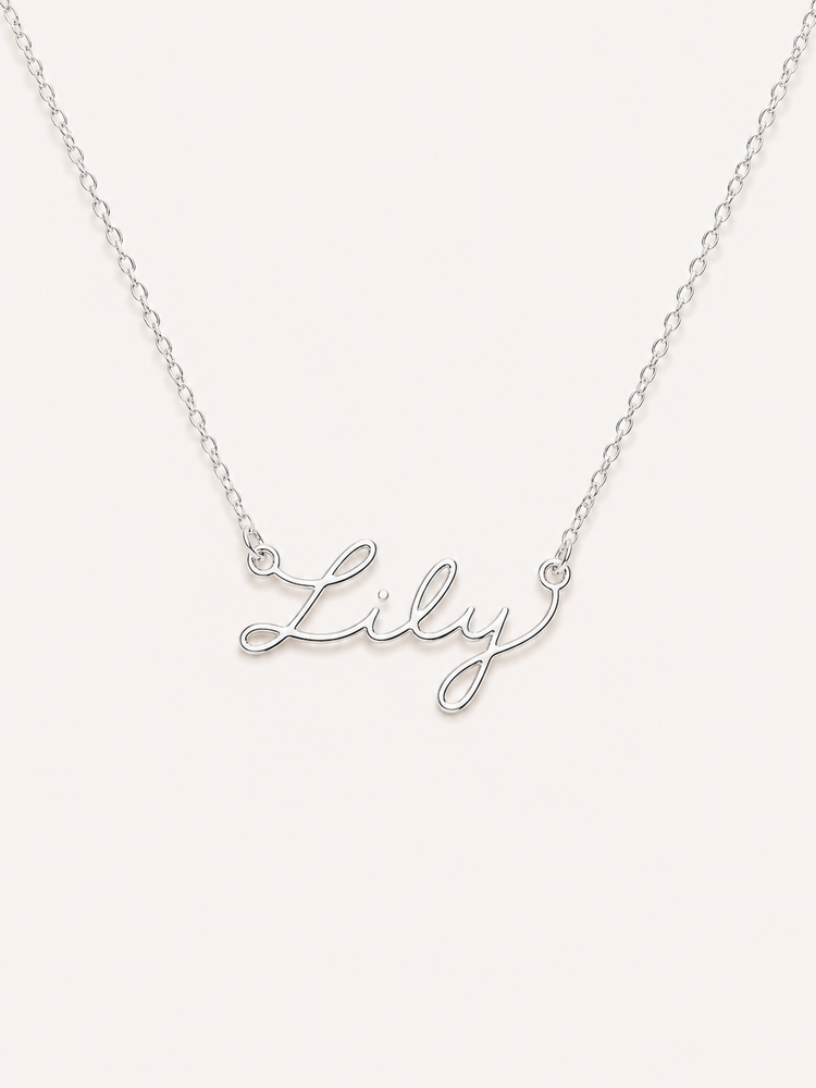 Dainty Script Name Necklace - Sterling Silver