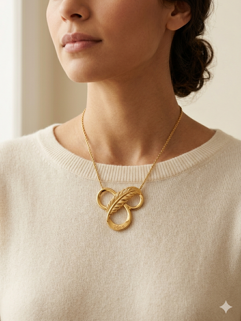 infinity-feather-name-necklace - model
