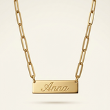 Paperclip Necklace with Nameplate - Sterling Silver 925