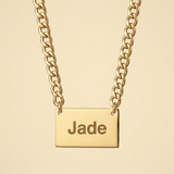 Engravable Tag on Curb Chain - 24K Gold Plated
