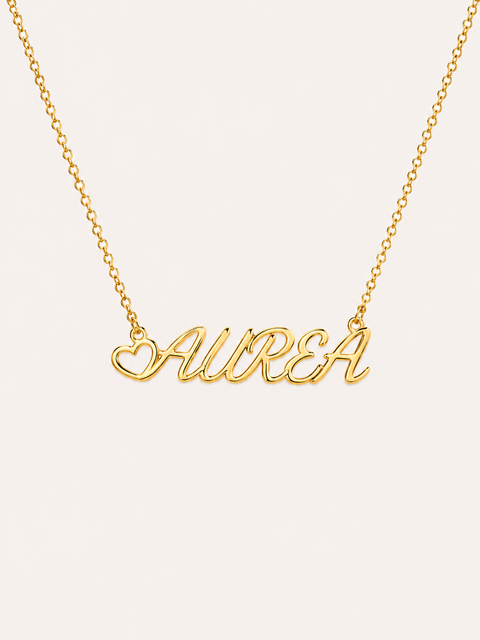 heart-name-necklace - Gold