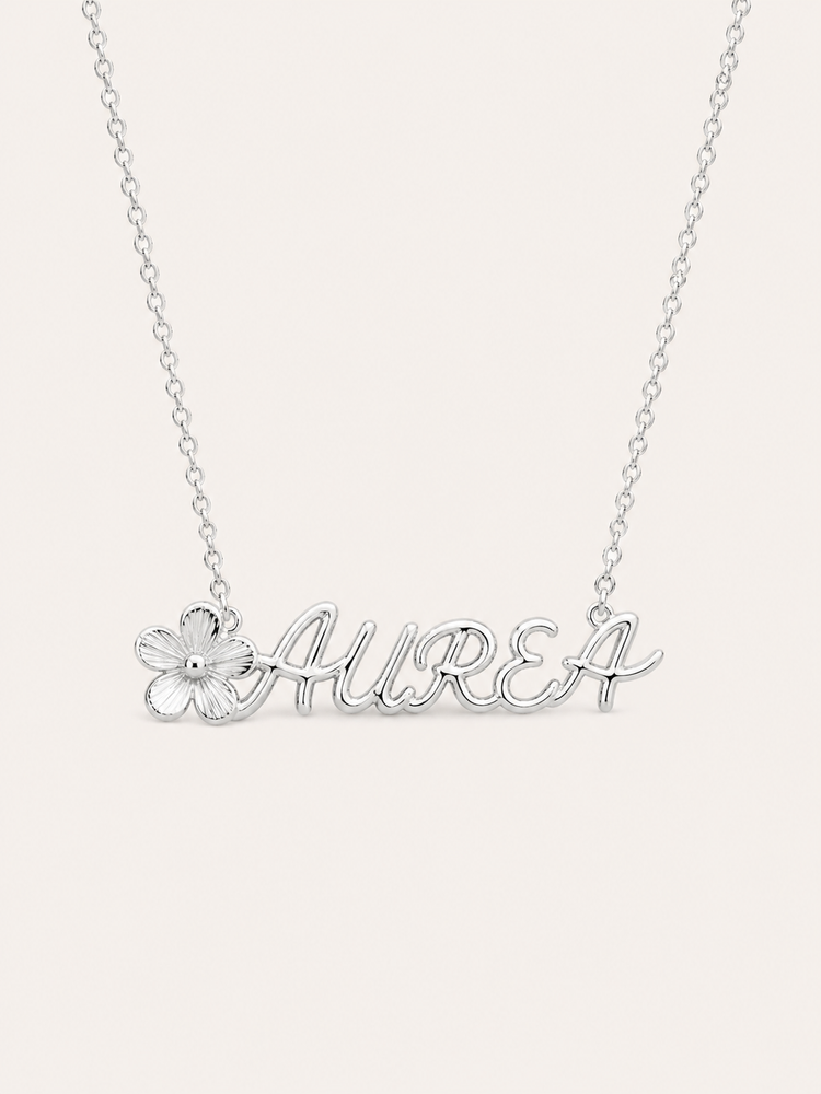 Flower Name Necklace - Silver