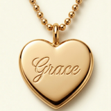 engraved-heart-necklace-with-beaded-chain - detail