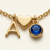 personalized-heart-birthstone-initial-charm-bracelet - detail