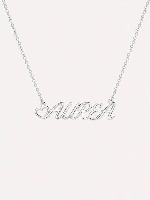 Heart Name Necklace - Silver