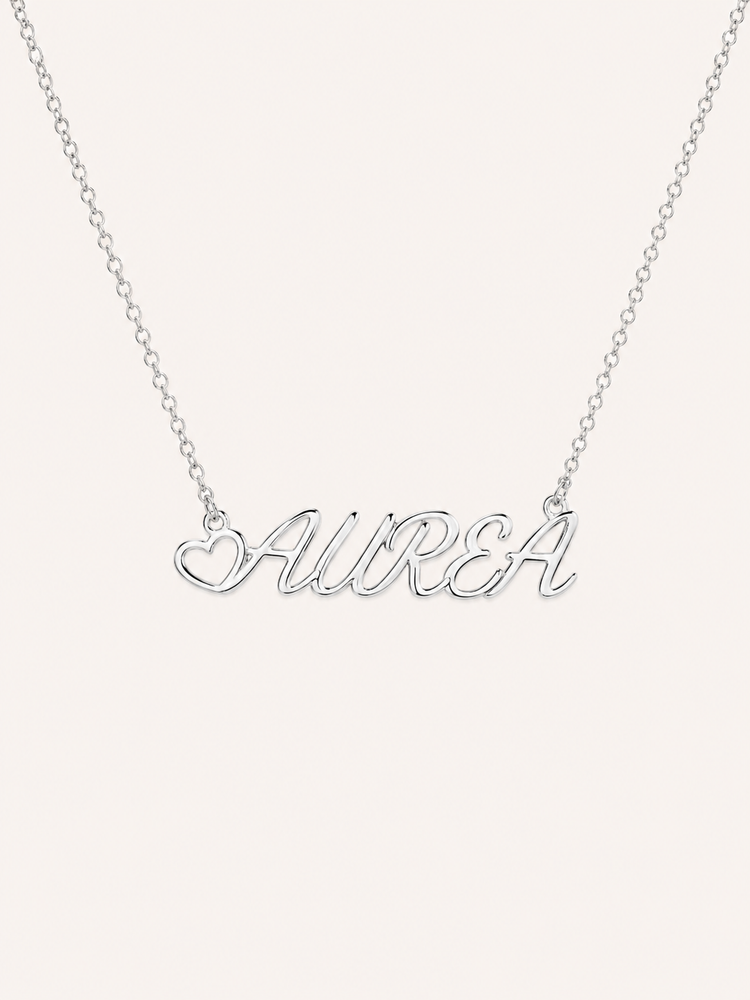 Heart Name Necklace - Silver