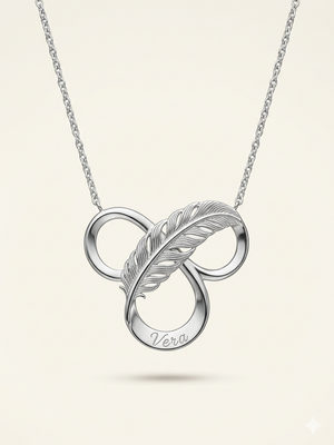 Infinity Feather Name Necklace