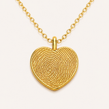 Fingerprint Heart Necklace - 24K Gold Plated
