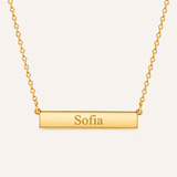 Horizontal Bar Necklace with Engraving - Gold