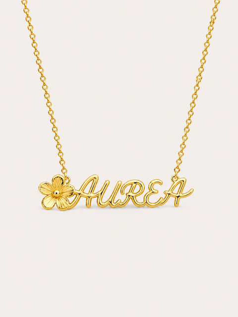 flower-name-necklace - Gold