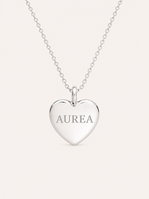 Heart Pendant with Engraving - Silver