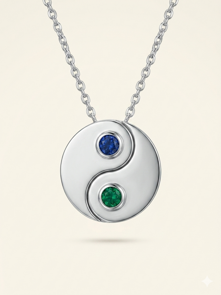Yin and Yang Couple Necklace - Sterling Silver