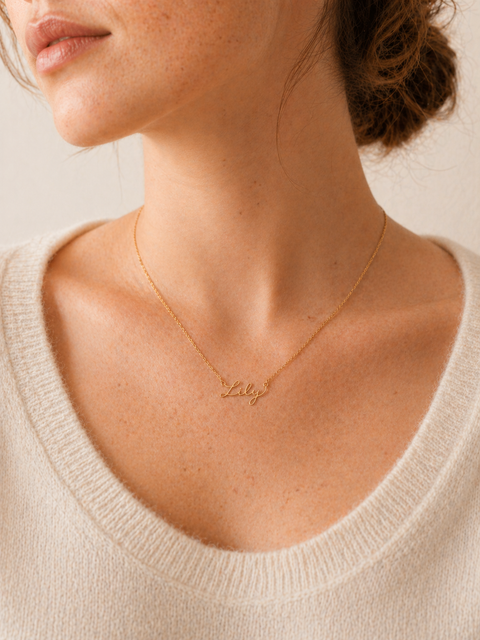dainty-script-name-necklace - model