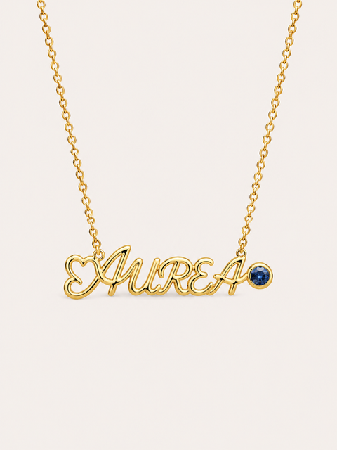 name-necklace-with-birthstone - Gold