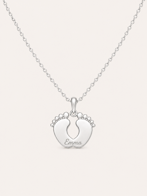Baby Feet Pendant - Silver